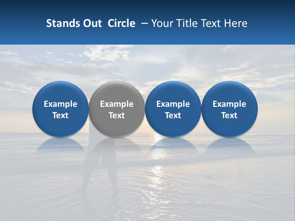 A Man Standing On The Beach With His Arms Outstretched PowerPoint Template