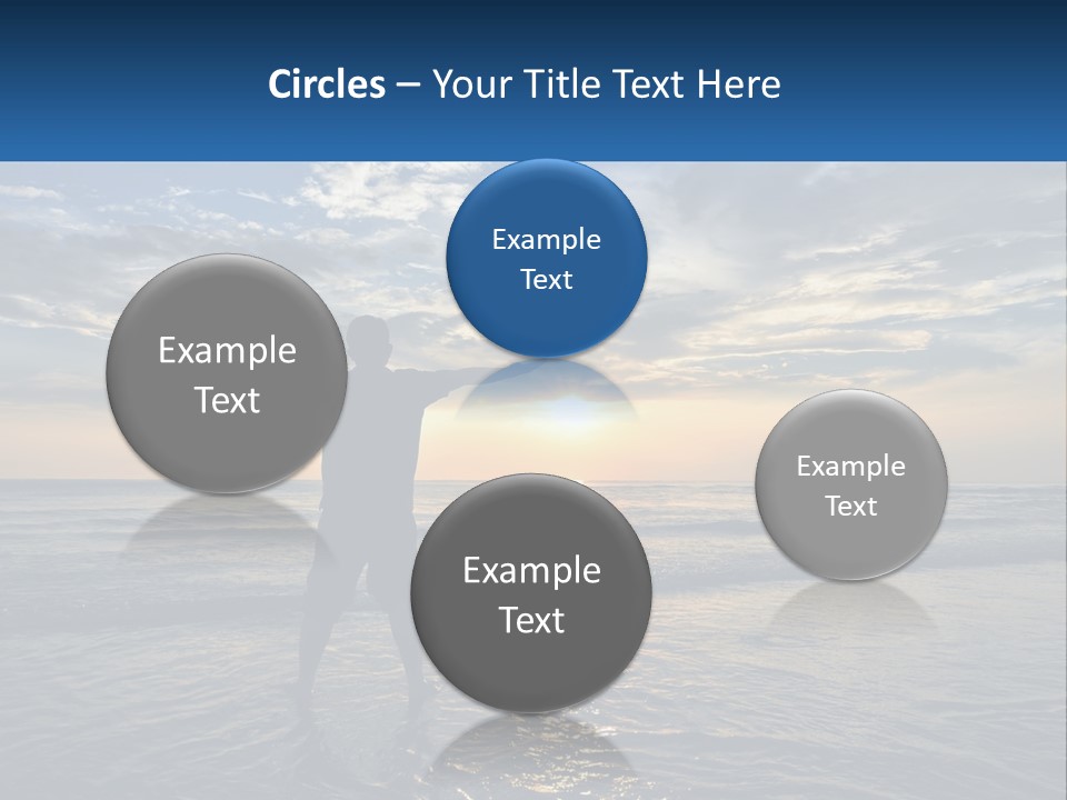 A Man Standing On The Beach With His Arms Outstretched PowerPoint Template