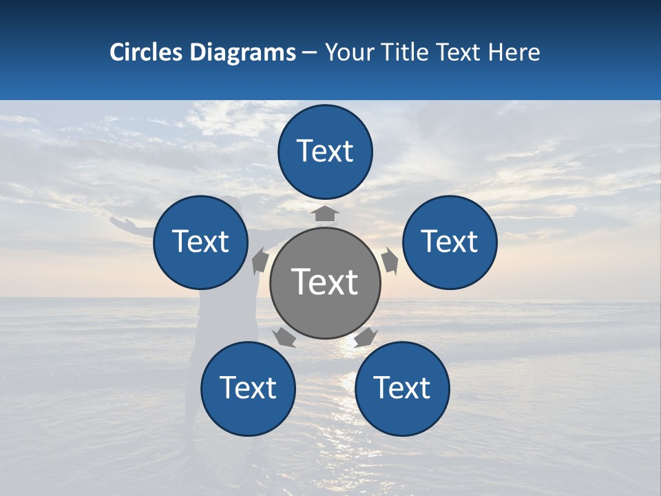 A Man Standing On The Beach With His Arms Outstretched PowerPoint Template