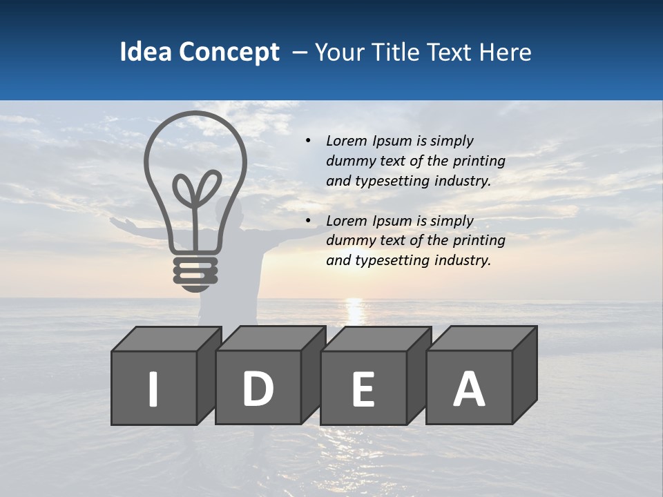 A Man Standing On The Beach With His Arms Outstretched PowerPoint Template