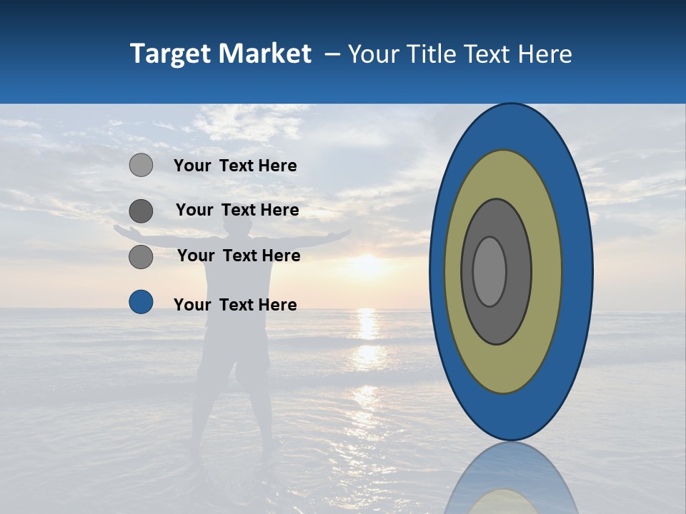 A Man Standing On The Beach With His Arms Outstretched PowerPoint Template