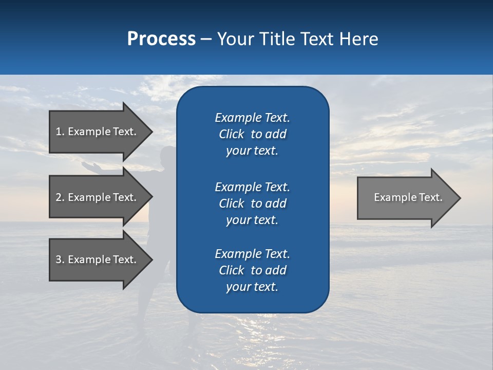 A Man Standing On The Beach With His Arms Outstretched PowerPoint Template