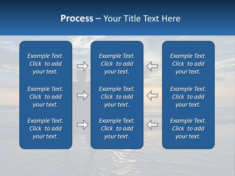 A Man Standing On The Beach With His Arms Outstretched PowerPoint Template