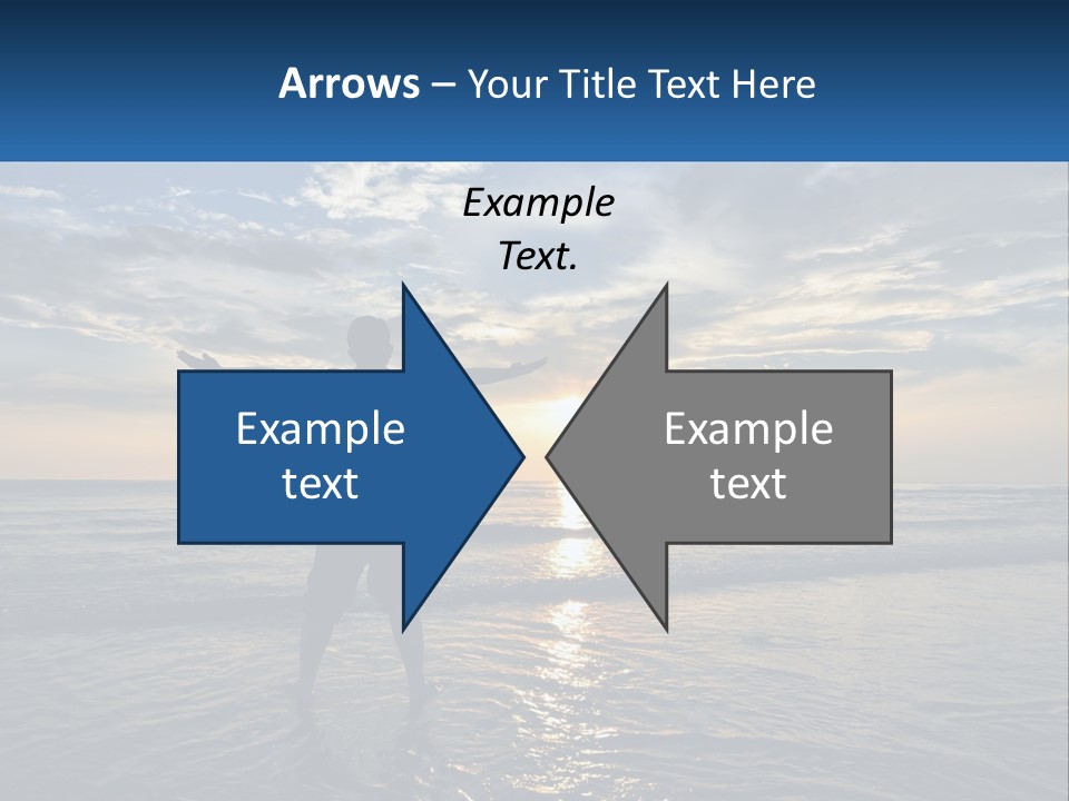 A Man Standing On The Beach With His Arms Outstretched PowerPoint Template