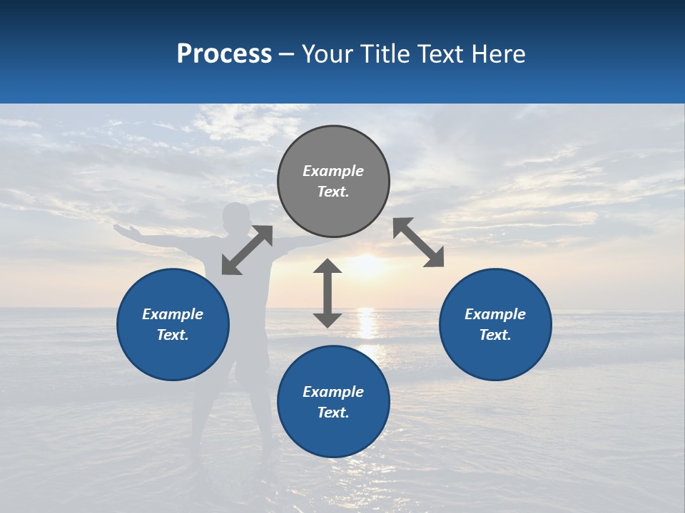 A Man Standing On The Beach With His Arms Outstretched PowerPoint Template