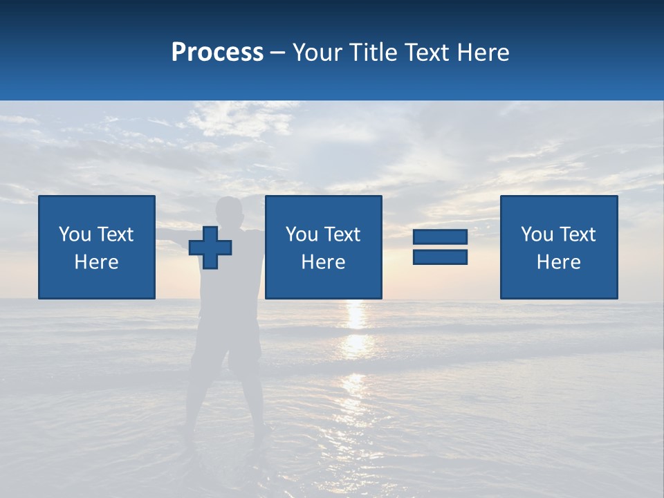 A Man Standing On The Beach With His Arms Outstretched PowerPoint Template