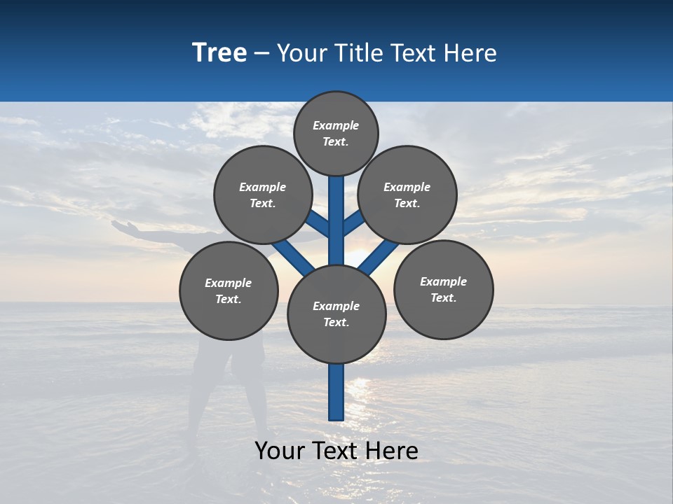 A Man Standing On The Beach With His Arms Outstretched PowerPoint Template