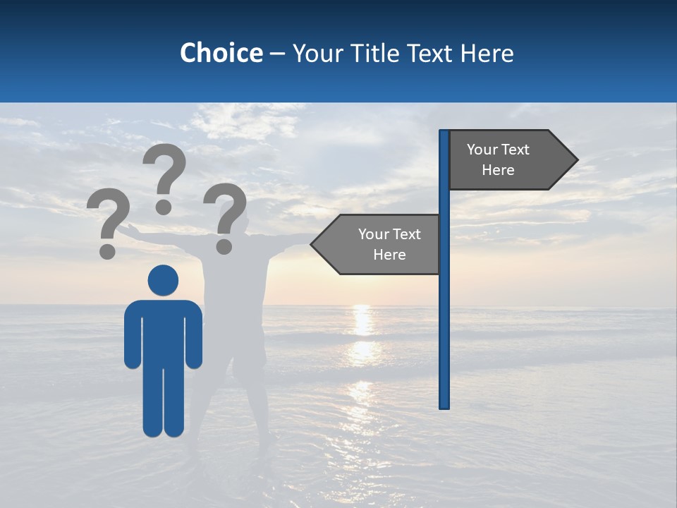 A Man Standing On The Beach With His Arms Outstretched PowerPoint Template