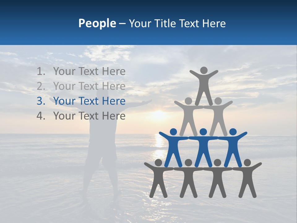 A Man Standing On The Beach With His Arms Outstretched PowerPoint Template