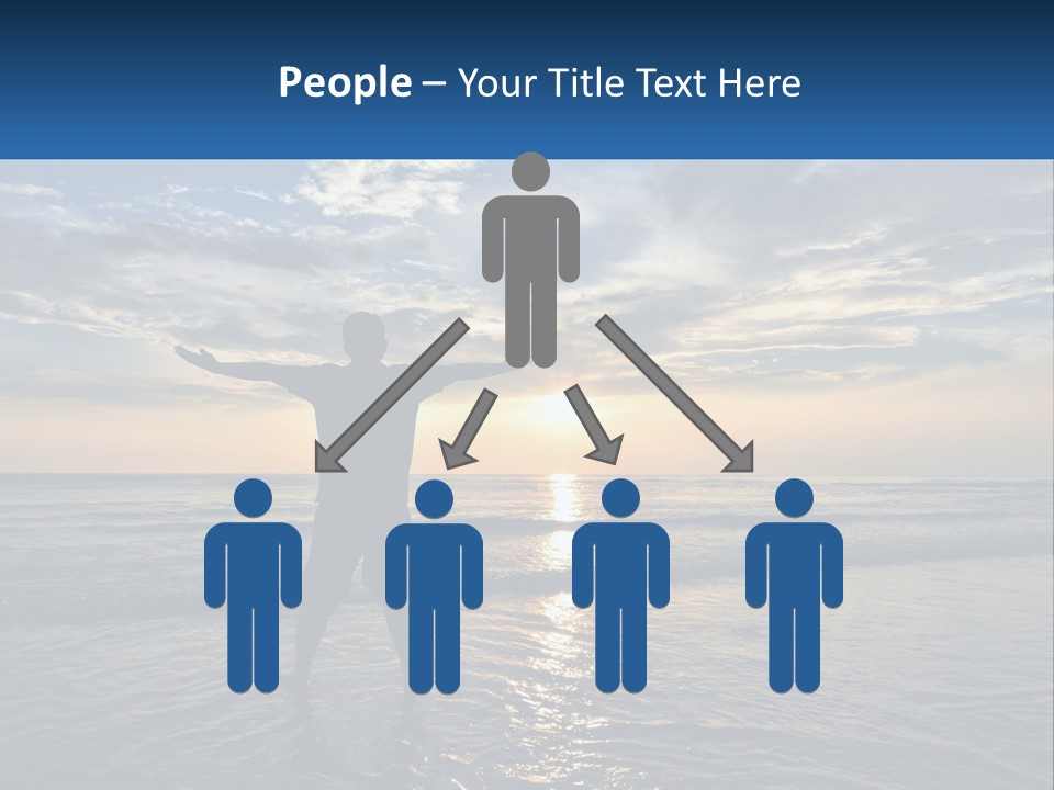 A Man Standing On The Beach With His Arms Outstretched PowerPoint Template