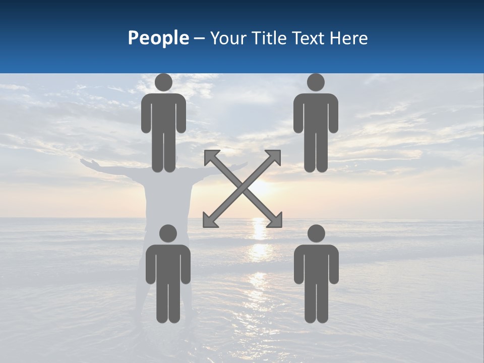 A Man Standing On The Beach With His Arms Outstretched PowerPoint Template