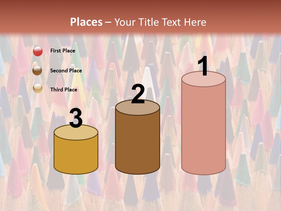 A Group Of Colored Pencils With A Brown Background PowerPoint Template