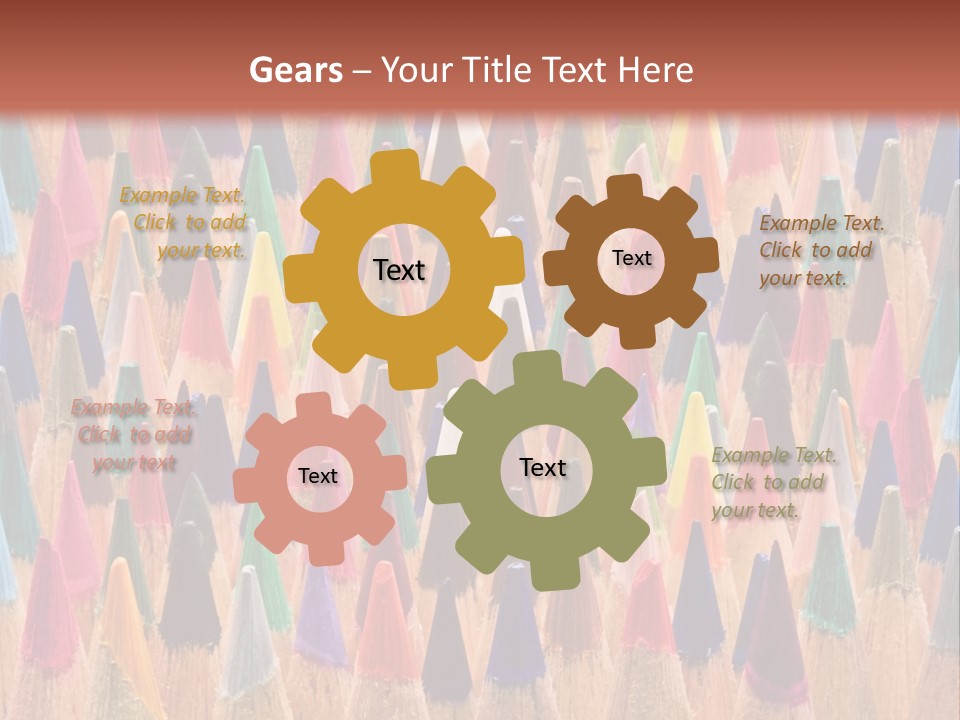 A Group Of Colored Pencils With A Brown Background PowerPoint Template