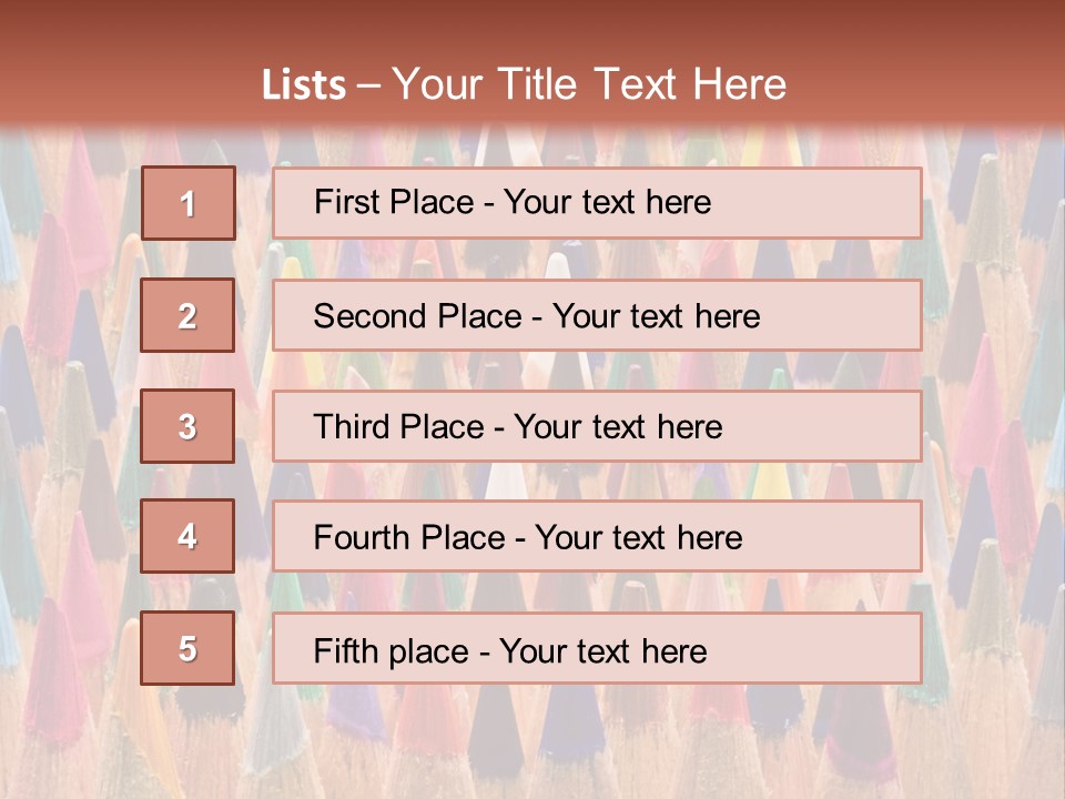 A Group Of Colored Pencils With A Brown Background PowerPoint Template