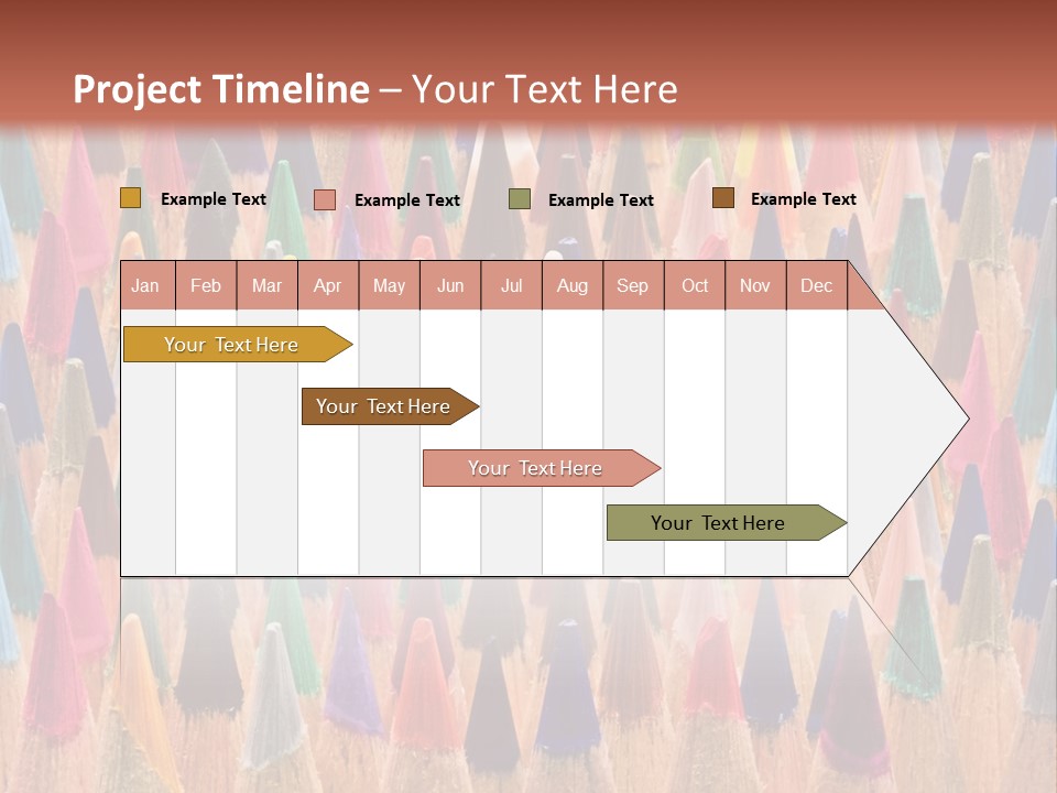 A Group Of Colored Pencils With A Brown Background PowerPoint Template
