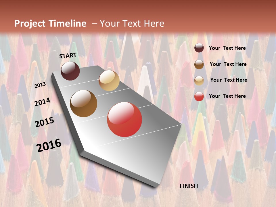 A Group Of Colored Pencils With A Brown Background PowerPoint Template
