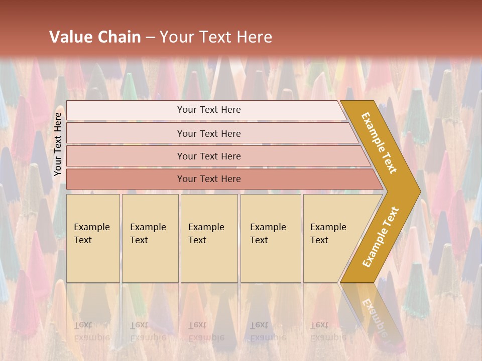 A Group Of Colored Pencils With A Brown Background PowerPoint Template