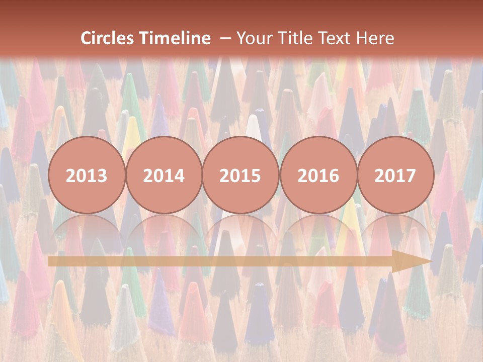 A Group Of Colored Pencils With A Brown Background PowerPoint Template