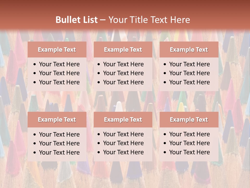 A Group Of Colored Pencils With A Brown Background PowerPoint Template