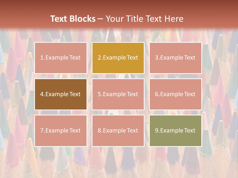 A Group Of Colored Pencils With A Brown Background PowerPoint Template
