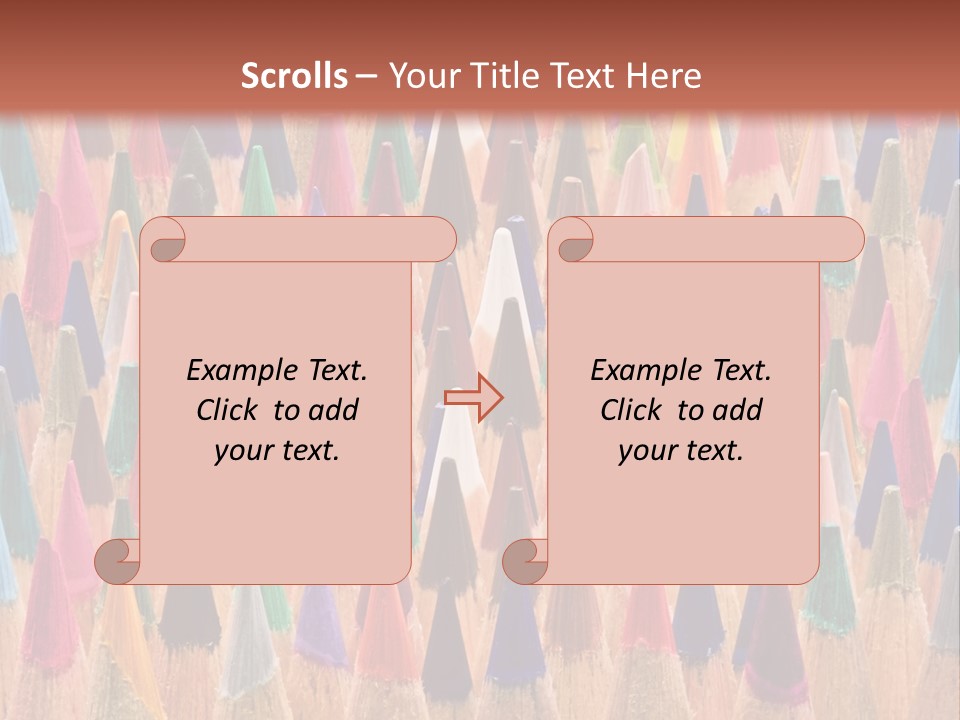 A Group Of Colored Pencils With A Brown Background PowerPoint Template