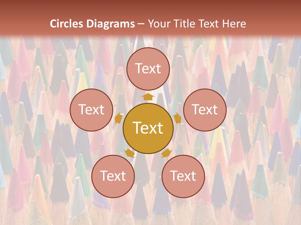 A Group Of Colored Pencils With A Brown Background PowerPoint Template