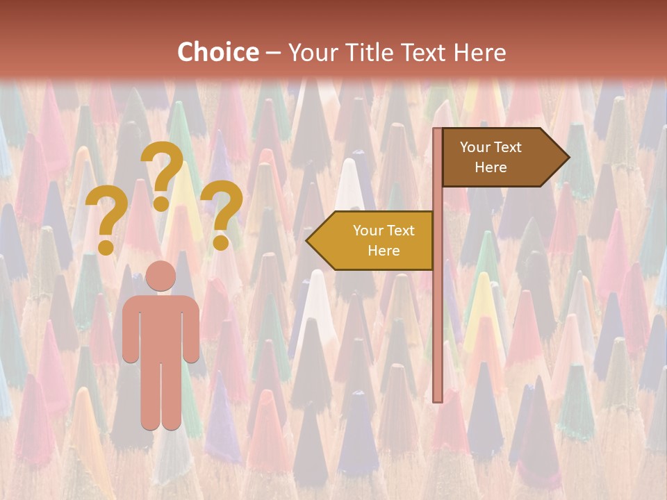 A Group Of Colored Pencils With A Brown Background PowerPoint Template