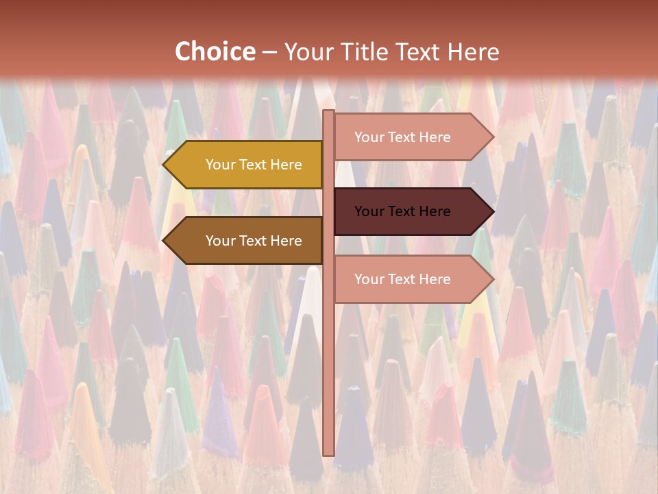A Group Of Colored Pencils With A Brown Background PowerPoint Template