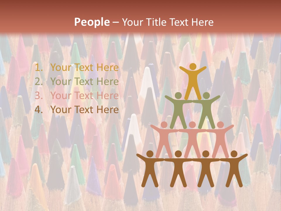 A Group Of Colored Pencils With A Brown Background PowerPoint Template