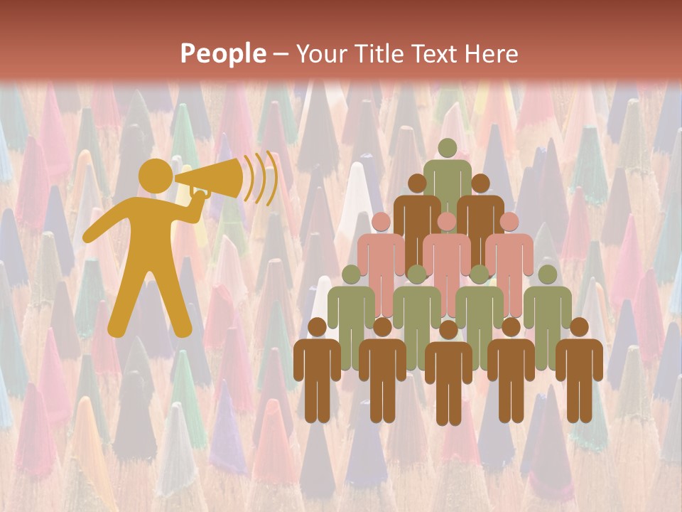 A Group Of Colored Pencils With A Brown Background PowerPoint Template