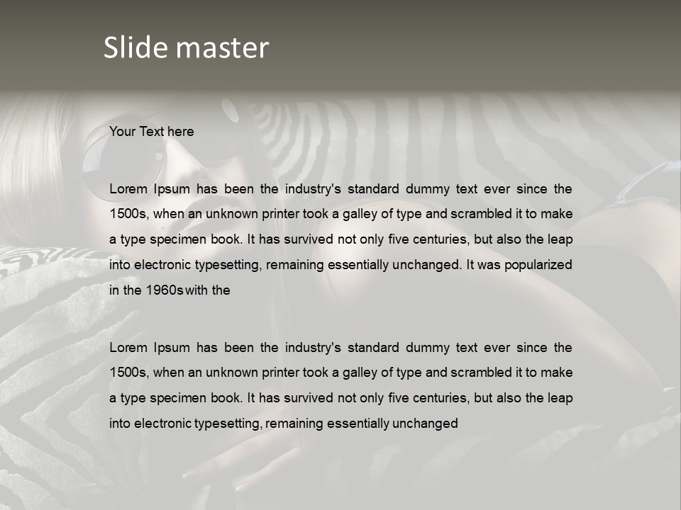 A Woman Laying On Top Of A Zebra Print Couch PowerPoint Template