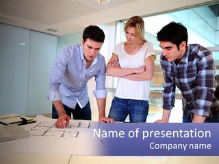 A Group Of People Looking At A Computer Screen PowerPoint Template