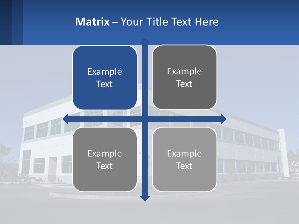 A Large White Building With A Blue Sign In Front Of It PowerPoint Template