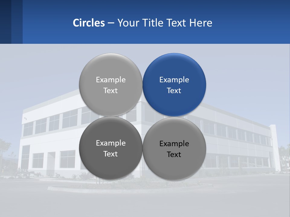 A Large White Building With A Blue Sign In Front Of It PowerPoint Template