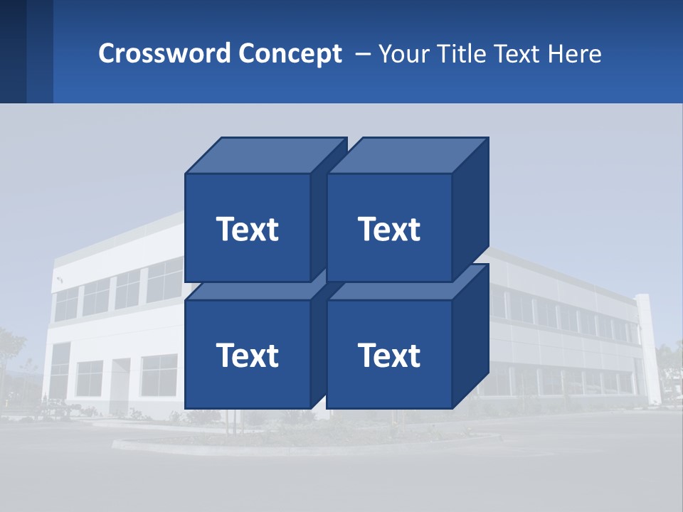 A Large White Building With A Blue Sign In Front Of It PowerPoint Template