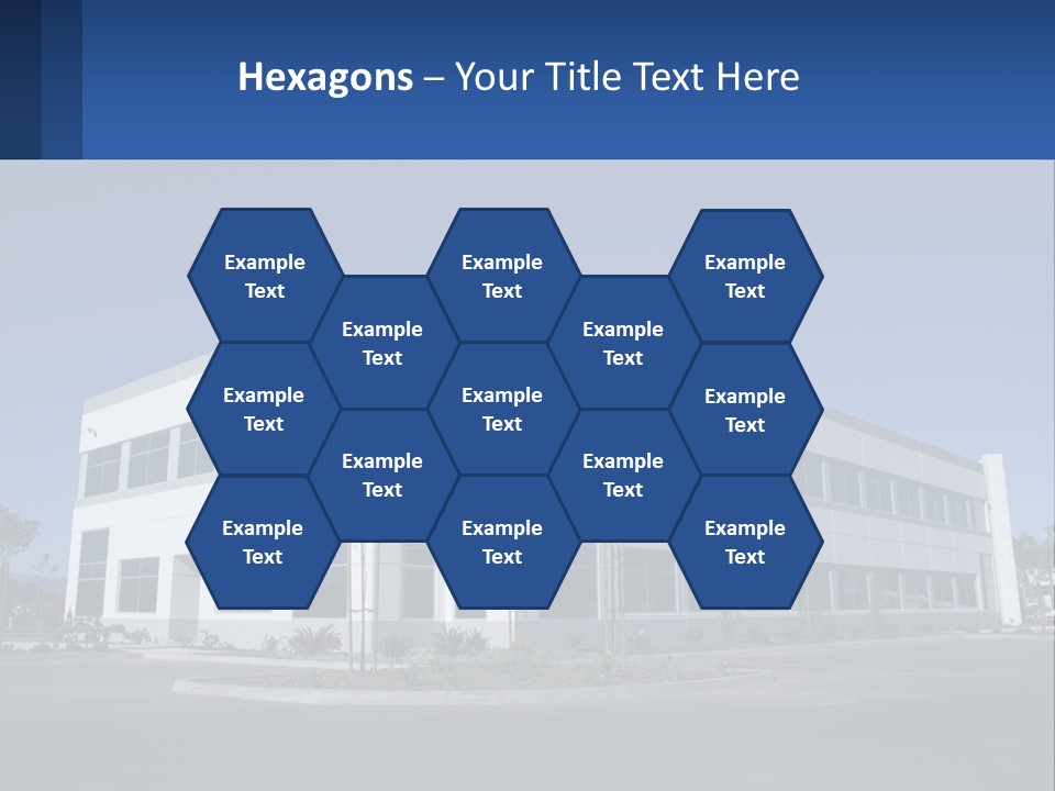 A Large White Building With A Blue Sign In Front Of It PowerPoint Template