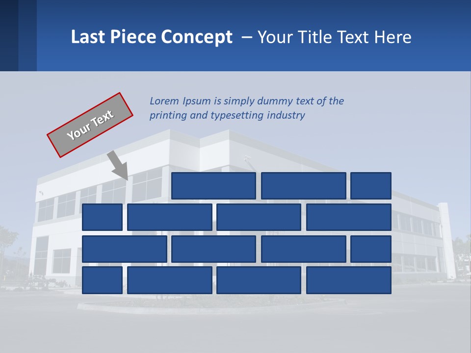 A Large White Building With A Blue Sign In Front Of It PowerPoint Template