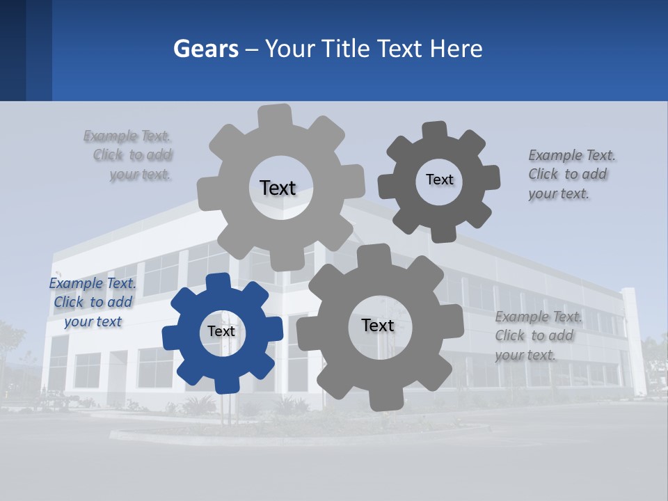 A Large White Building With A Blue Sign In Front Of It PowerPoint Template