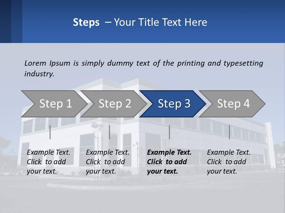 A Large White Building With A Blue Sign In Front Of It PowerPoint Template