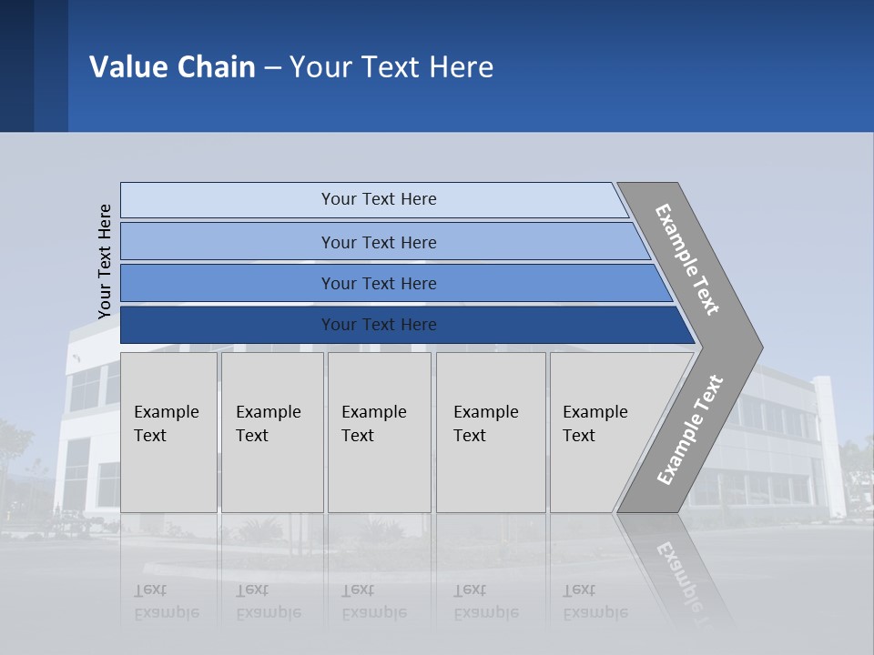 A Large White Building With A Blue Sign In Front Of It PowerPoint Template