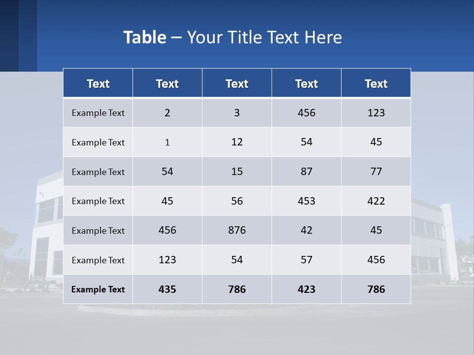 A Large White Building With A Blue Sign In Front Of It PowerPoint Template