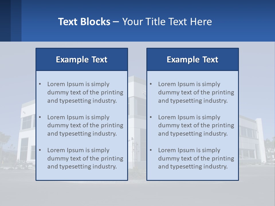 A Large White Building With A Blue Sign In Front Of It PowerPoint Template