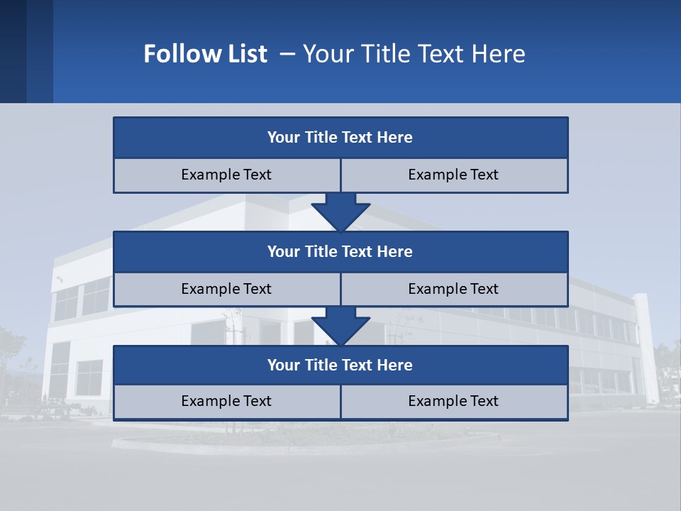 A Large White Building With A Blue Sign In Front Of It PowerPoint Template