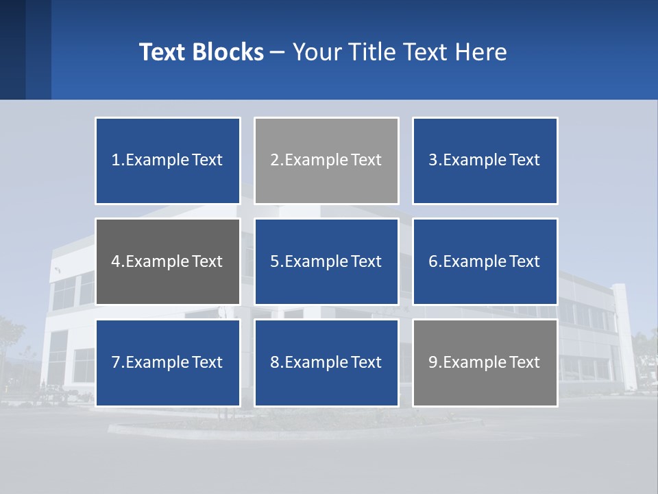 A Large White Building With A Blue Sign In Front Of It PowerPoint Template