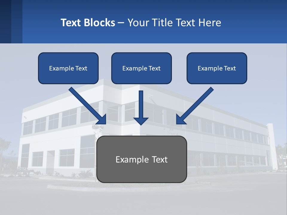 A Large White Building With A Blue Sign In Front Of It PowerPoint Template
