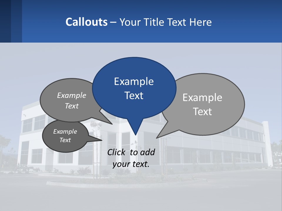 A Large White Building With A Blue Sign In Front Of It PowerPoint Template