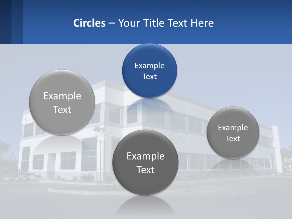 A Large White Building With A Blue Sign In Front Of It PowerPoint Template