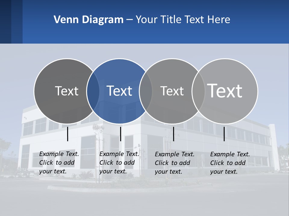 A Large White Building With A Blue Sign In Front Of It PowerPoint Template