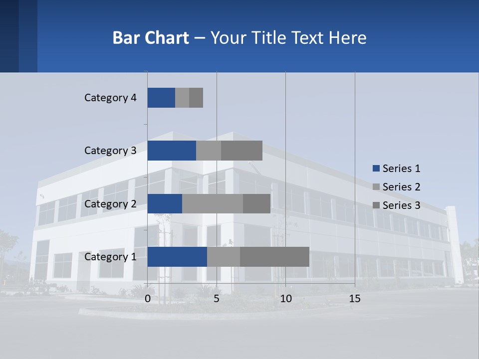 A Large White Building With A Blue Sign In Front Of It PowerPoint Template