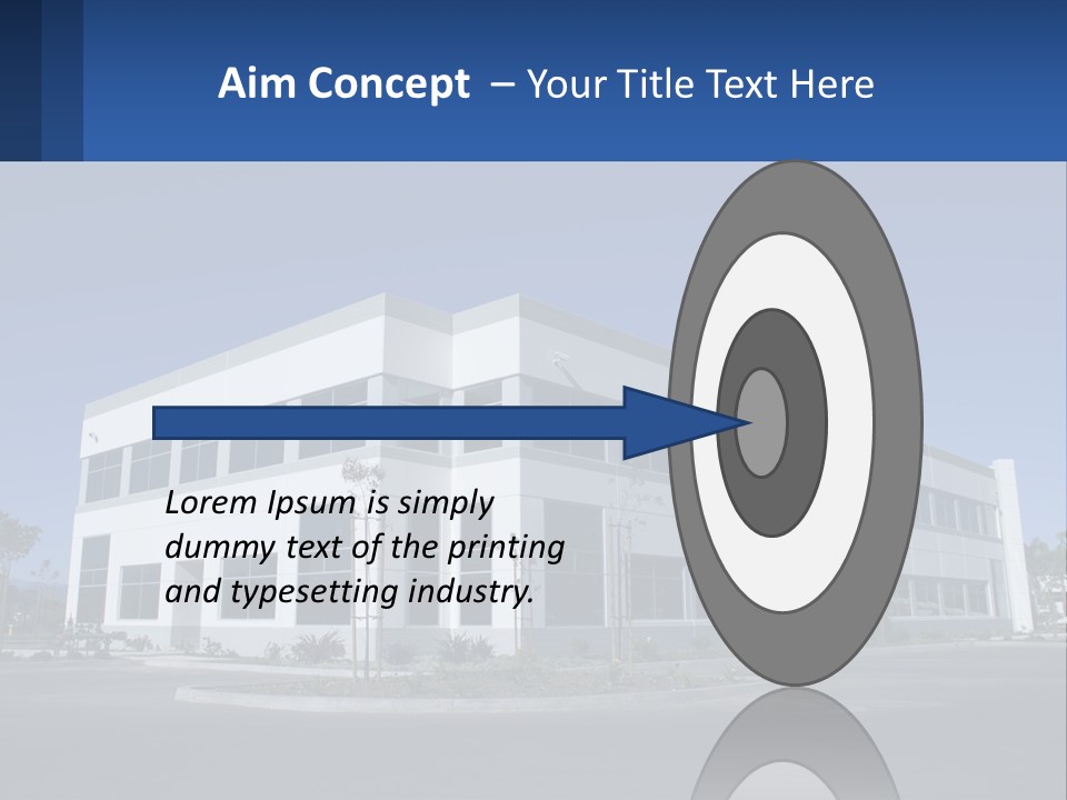 A Large White Building With A Blue Sign In Front Of It PowerPoint Template